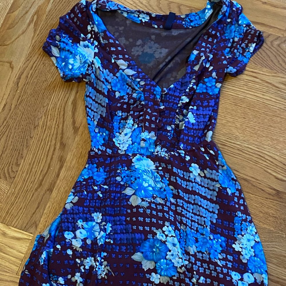 Free People Dress Blue and Flower Gingham